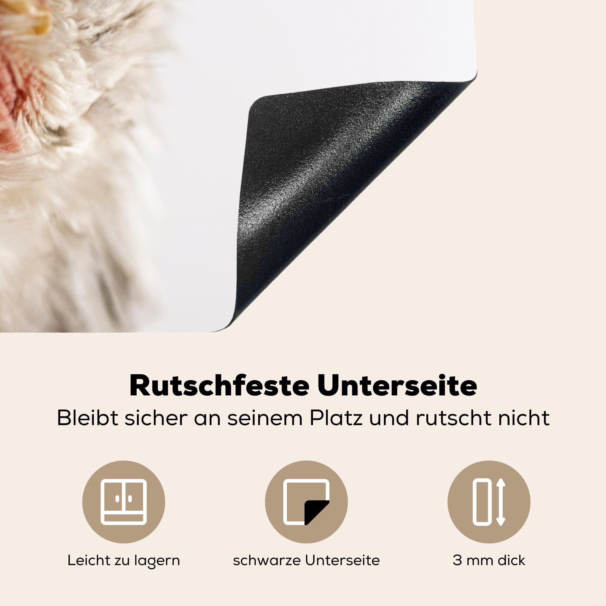 cm, Huhn Vogel Herdblende-/Abdeckplatte Schnabel, Induktionskochfeld für die tlg), MuchoWow - Schutz - 81x52 küche, Vinyl, (1 Ceranfeldabdeckung