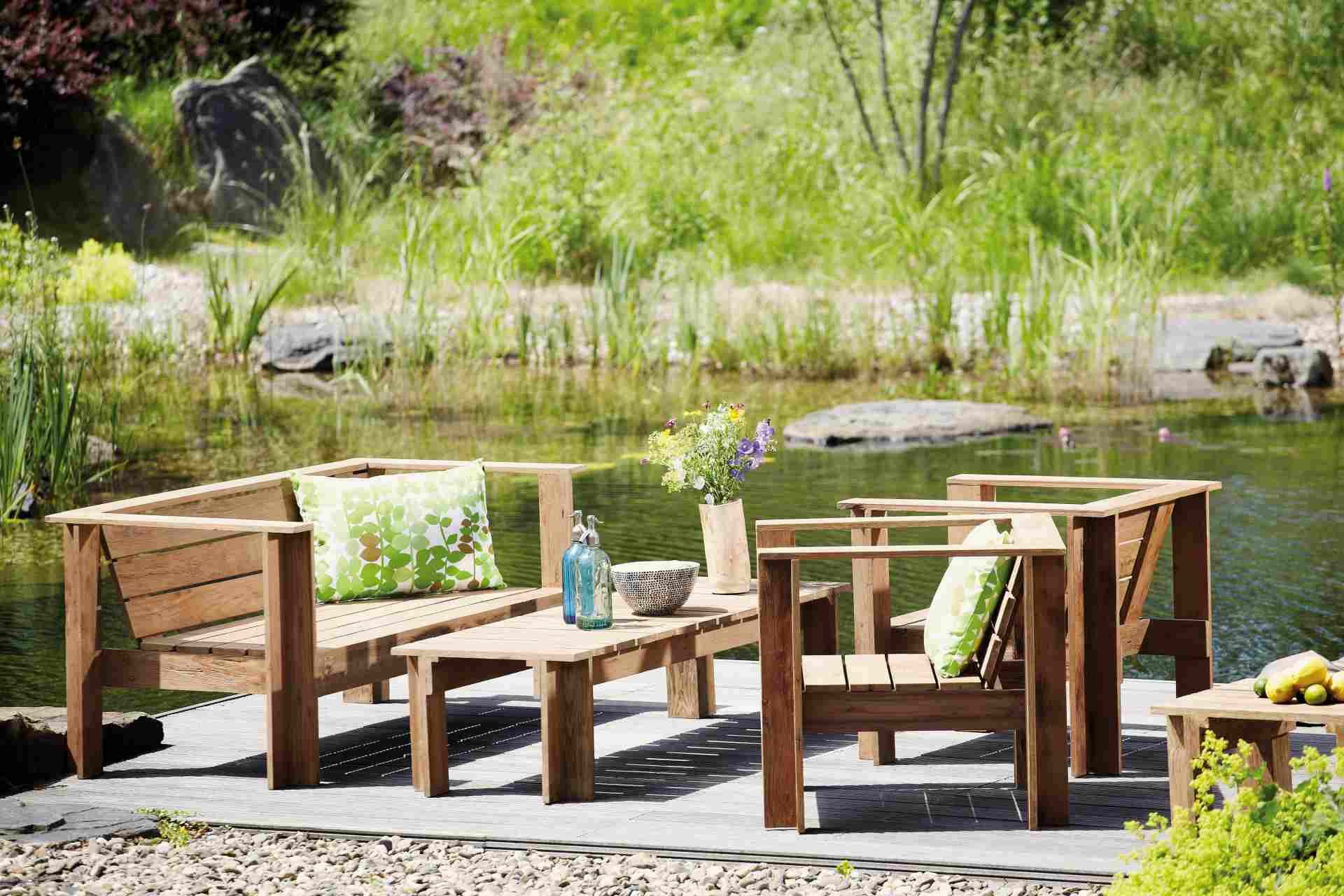 jankurtz Gartensofa Lounge Batten Sofa aus recyceltem Teakholz