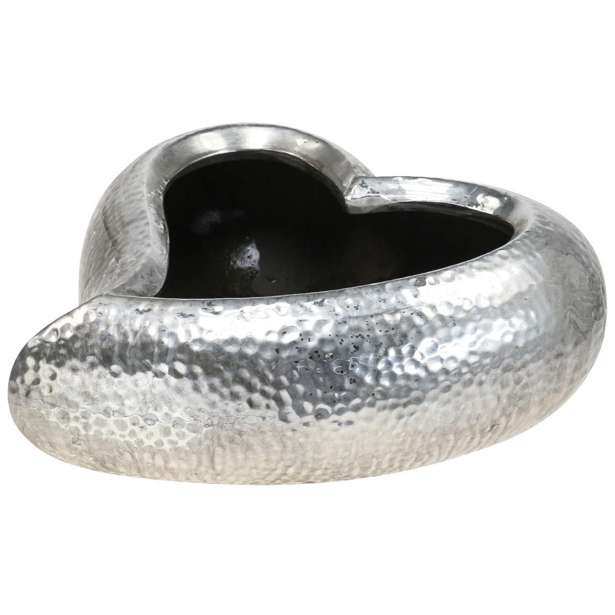 Viana Übertopf Silberne Pflanzschale Herzform Keramik 24cm für Tischdeko und