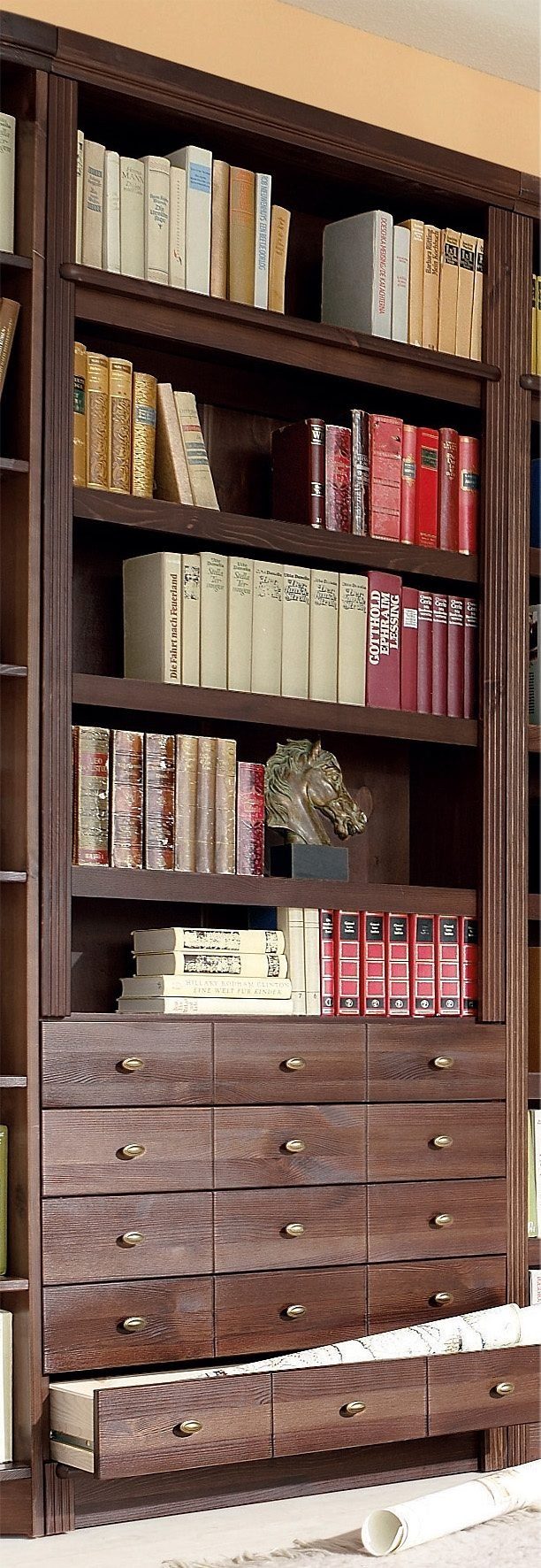 Home affaire Bücherregal Soeren, aus Höhen, mit dunkelbraun massiver cm, Kiefer, in Schubkästen 5 2 29 Tiefe