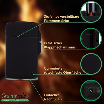 GRAVURZEILE Feuerzeug - Jet Flamme - Sturmfeuerzeug im Punk Design, nachfüllbar, elektrisch