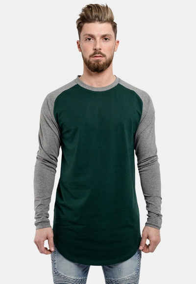 Blackskies T-Shirt Baseball Longshirt T-Shirt Grün Grau X-Large