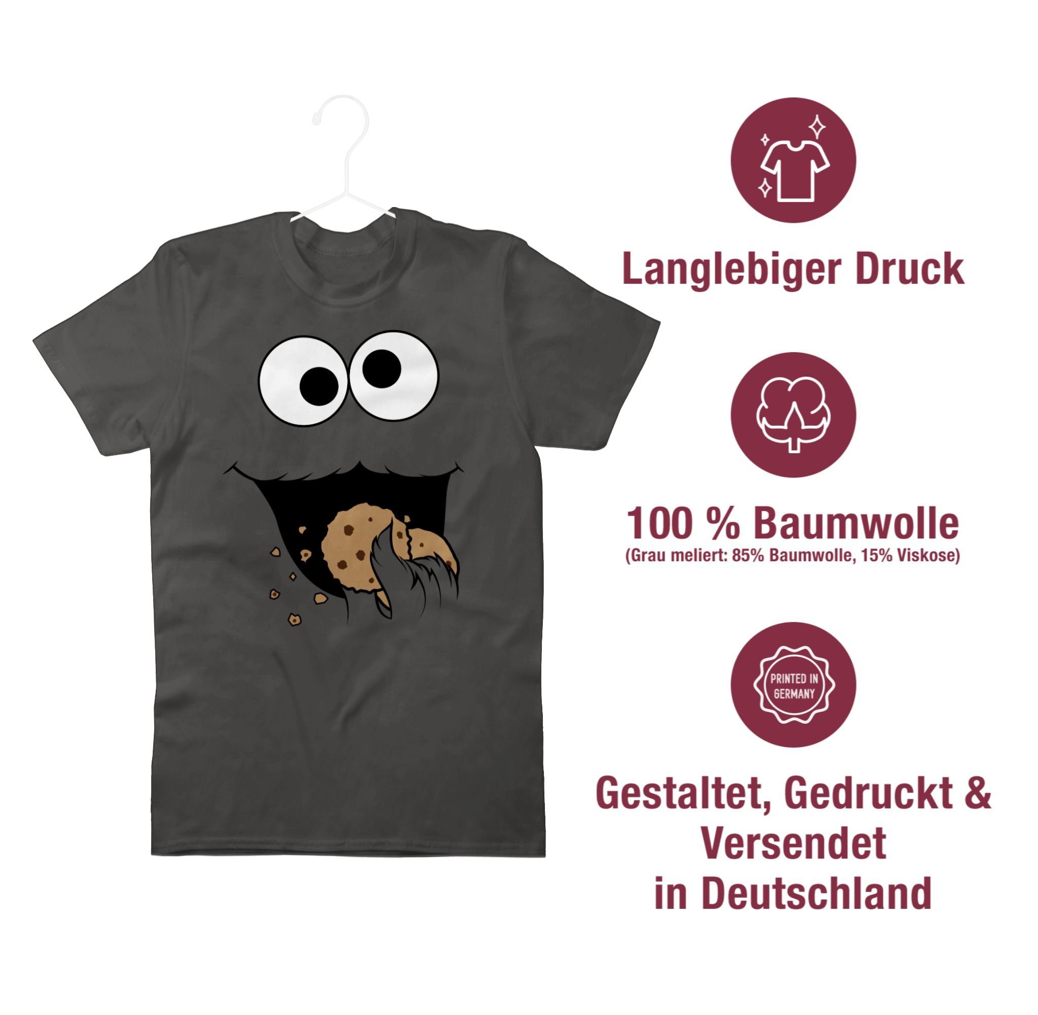 - Shirtracer Fasching - & Premium Herren 5 Keks-Monster Dunkelgrau T-Shirt T-Shirt Karneval