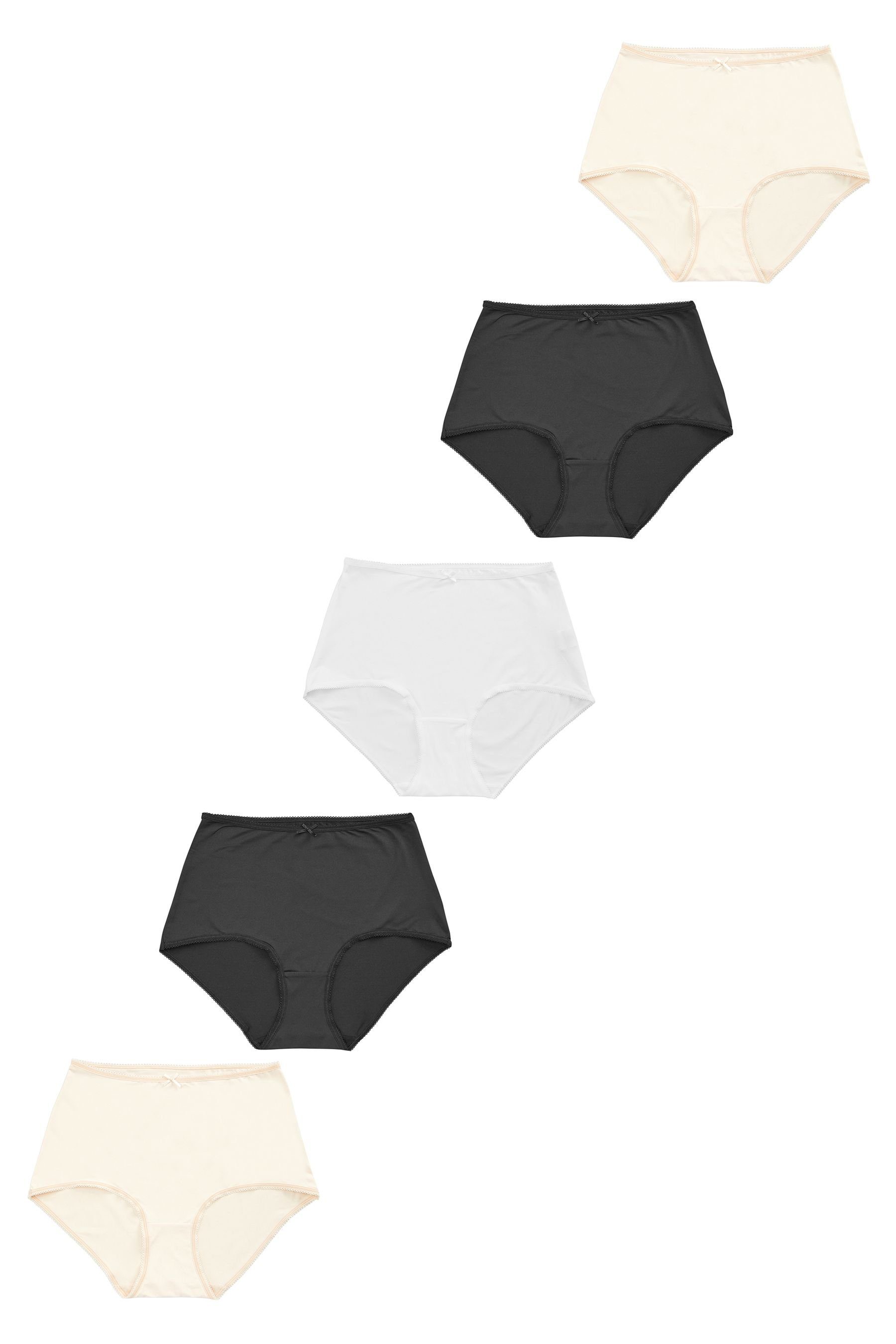 Next Maxislip 5er-Pack Black/White/Nougat Maxi Mikrofaser-Slips, (5-St)