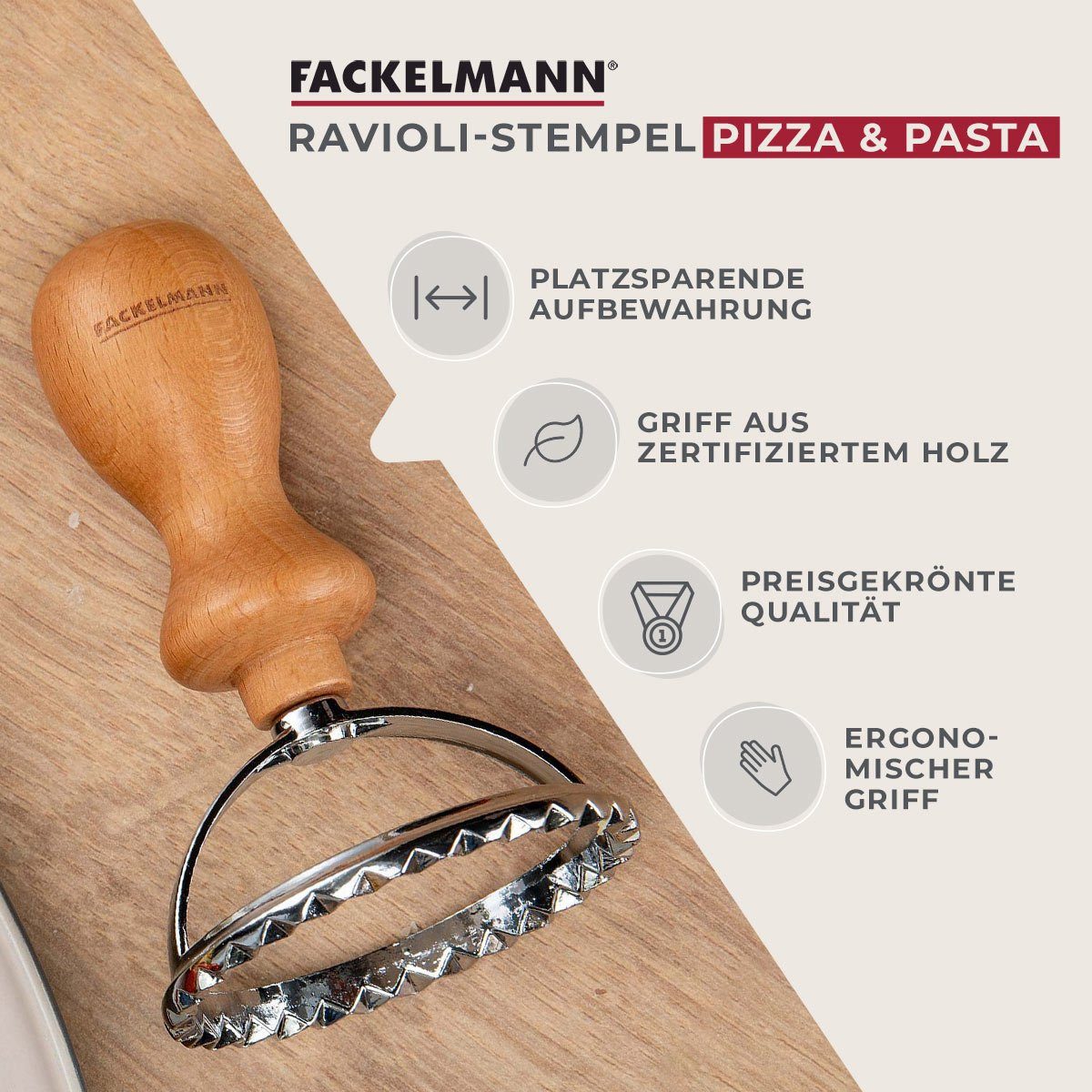 FACKELMANN Ravioliform Ravioli-Ausstecher, Teigformer, Pasta-Werkzeug, Nudel-Schneider