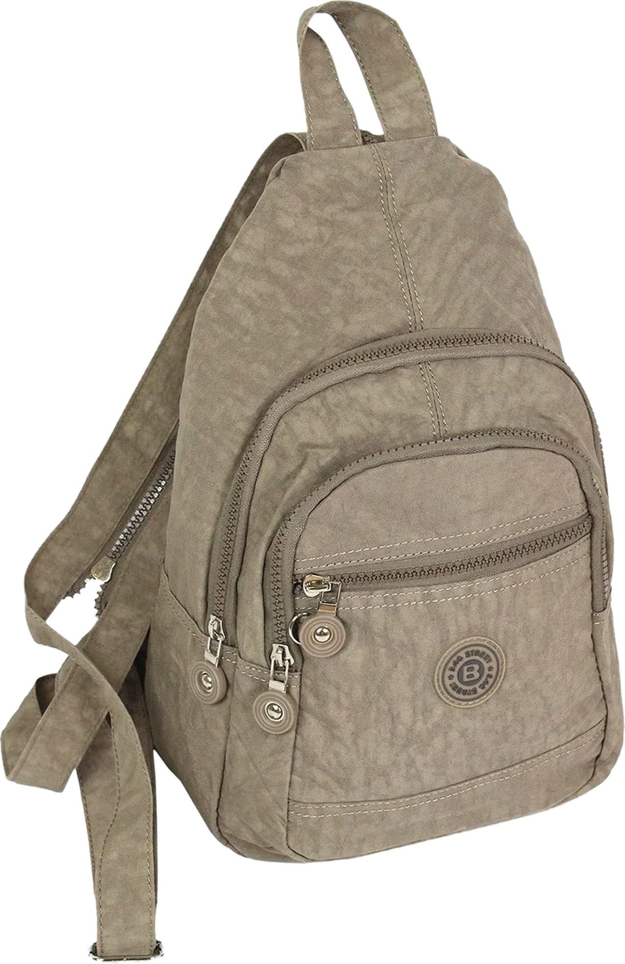 BAG STREET Freizeitrucksack Bag Street Cityrucksack hellbraun crinkle, Damen, Jugend Cityrucksack, Freizeitrucksack Nylon, braun ca 35cm hoch