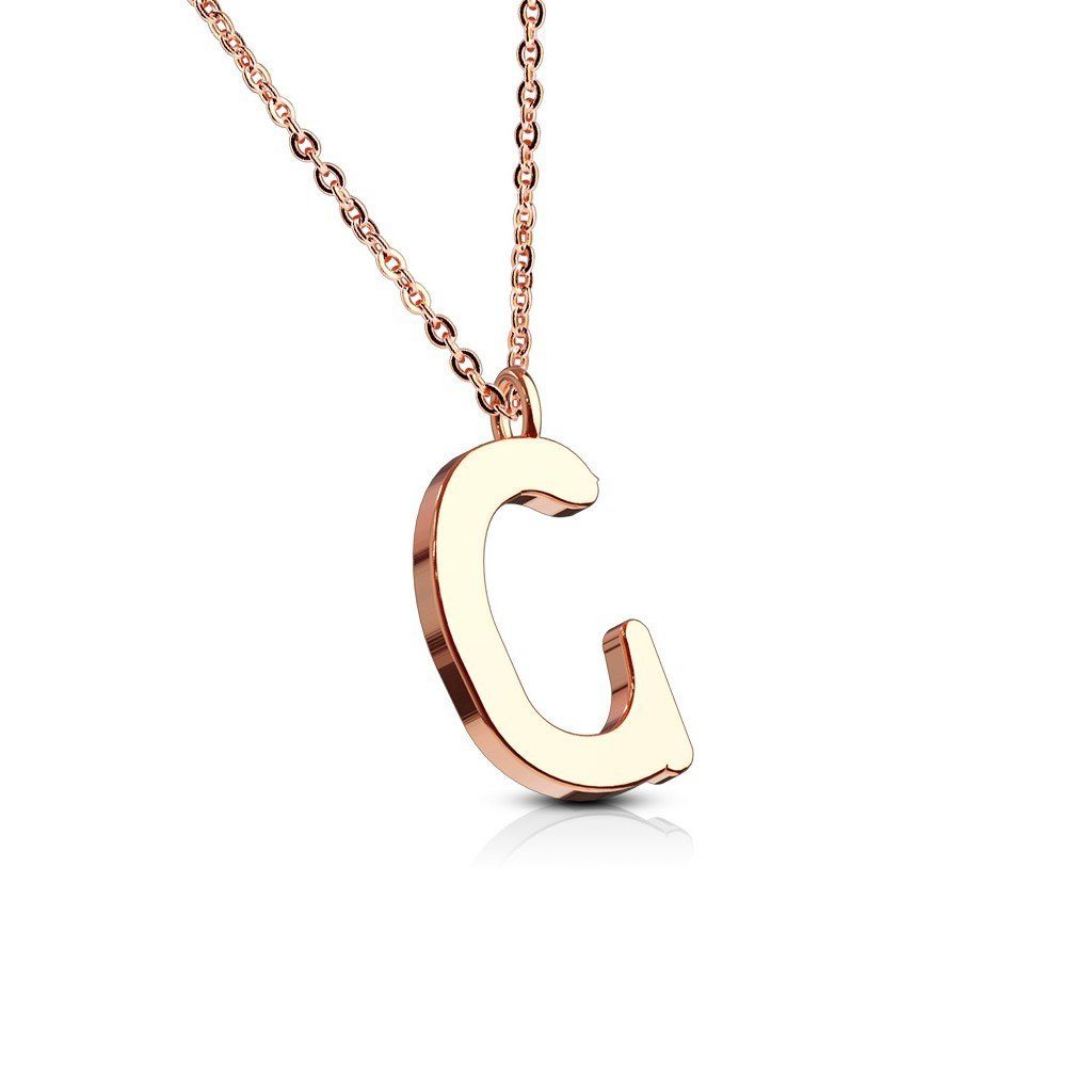 Rosegold | BUNGSA Kette Buchstaben aus Halskette Ketten-Set klar Anhänger C Edelstahl Damen (1-tlg), Necklace