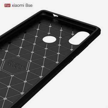 König Design Handyhülle Xiaomi Mi 8 SE, Xiaomi Mi 8 SE Handyhülle Carbon Optik Backcover Grau