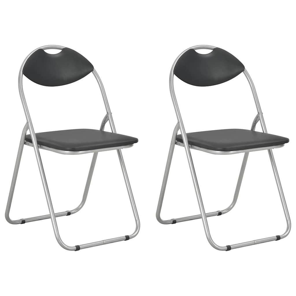 vidaXL Esszimmerstuhl Klappstühle, 2 Stück, schwarzes Kunstleder (2 St), Klappstühle, 2 Stück, schwarzes Kunstleder