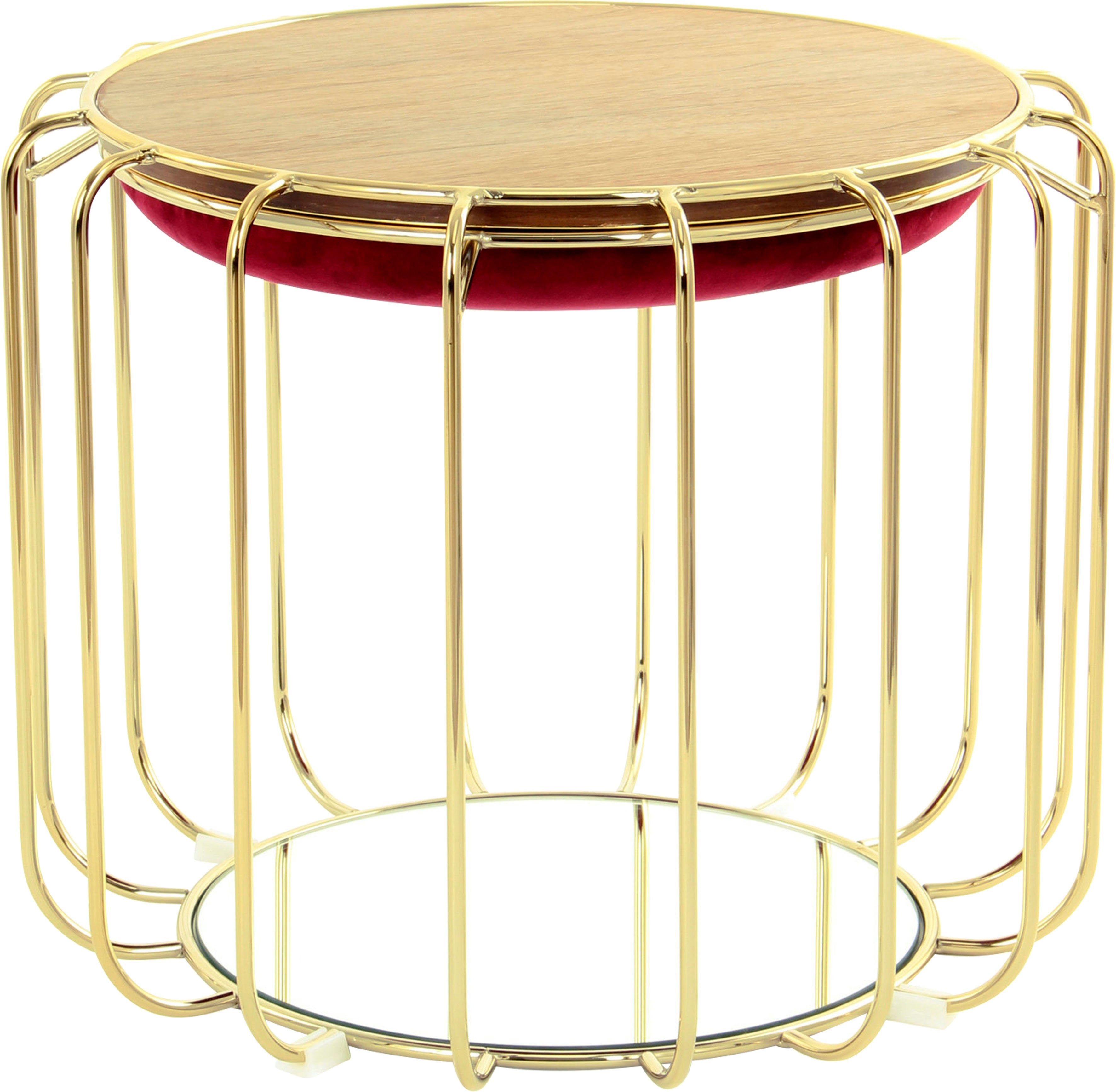 Kayoom Beistelltisch Beistelltisch / Pouf Comfortable 110, praktisch umzuwandeln in Tisch oder Hocker, mit Spiegelglas rot | gold