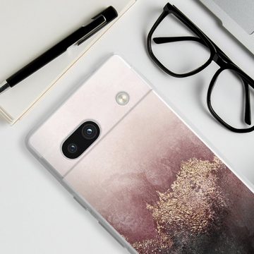 DeinDesign Handyhülle Glitzer Look Staub Elisabeth Fredriksson Pink Sky Dust Gold Print, Google Pixel 7a Silikon Hülle Bumper Case Handy Schutzhülle