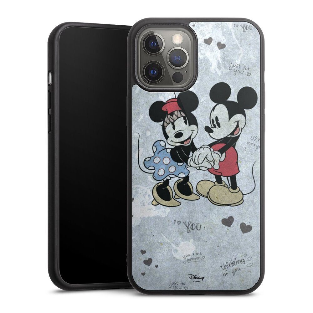 DeinDesign Handyhülle Disney Mickey & Minnie Mouse Vintage Mickey&Minnie In Love, Apple iPhone 12 Pro Max Gallery Case Glas Hülle