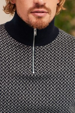 Next Troyer Strickpullover im Fischgrätmuster mit RV-Kragen (1-tlg)