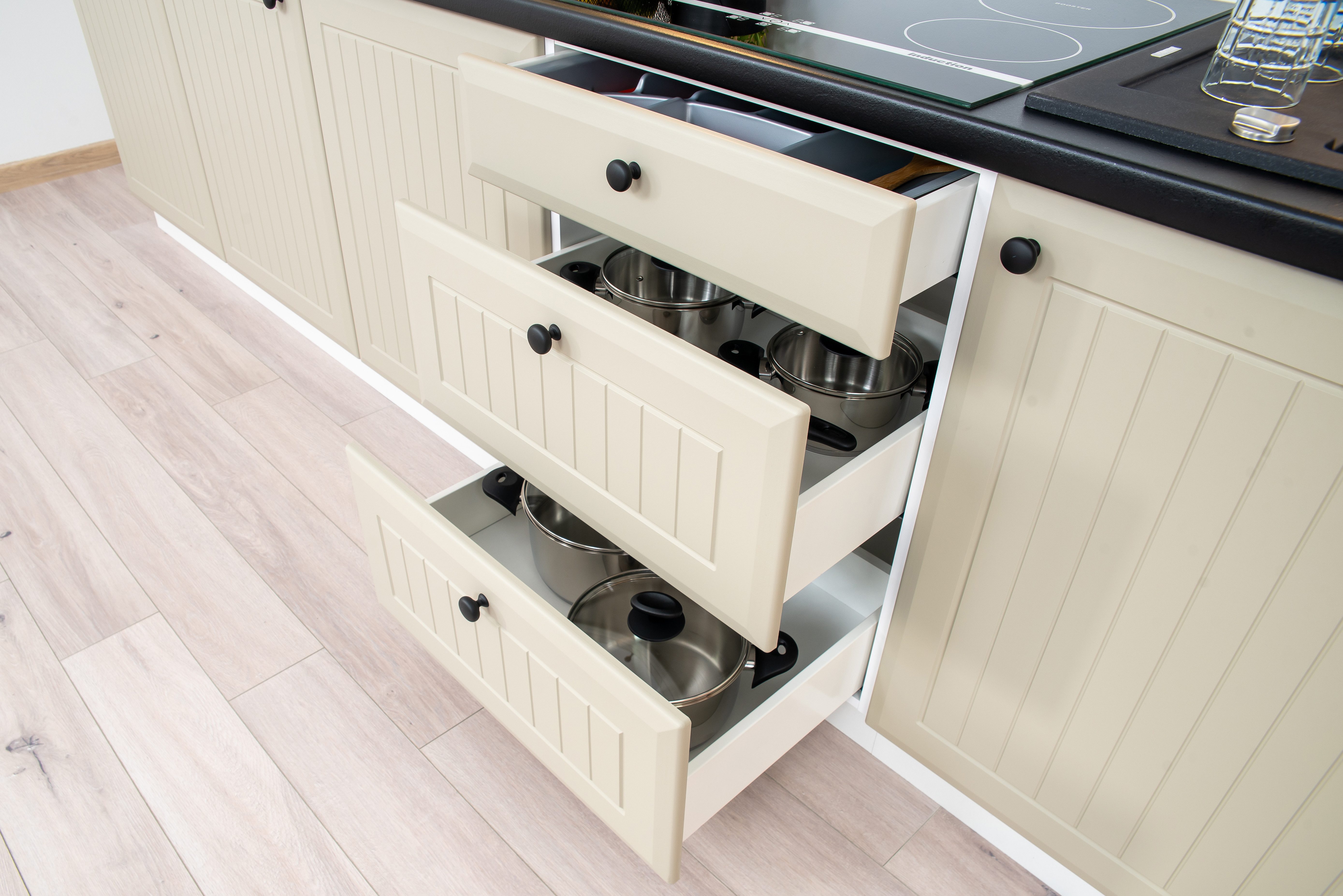 ROYAL24_MARKT Küchenzeile KS3-G260 - IRMA - Kaffee Matt - Moderne Küchenzeile mit MDF Fronten, (Komplett Set), Premium - Modern - Exzellent