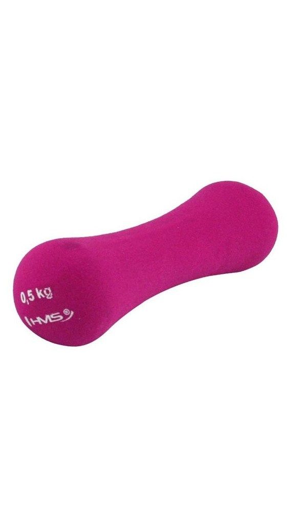 HMS Kurzhantel Fitness 17025 aus Gusseisen mit Neoprenbeschichtung 0,5kg violett