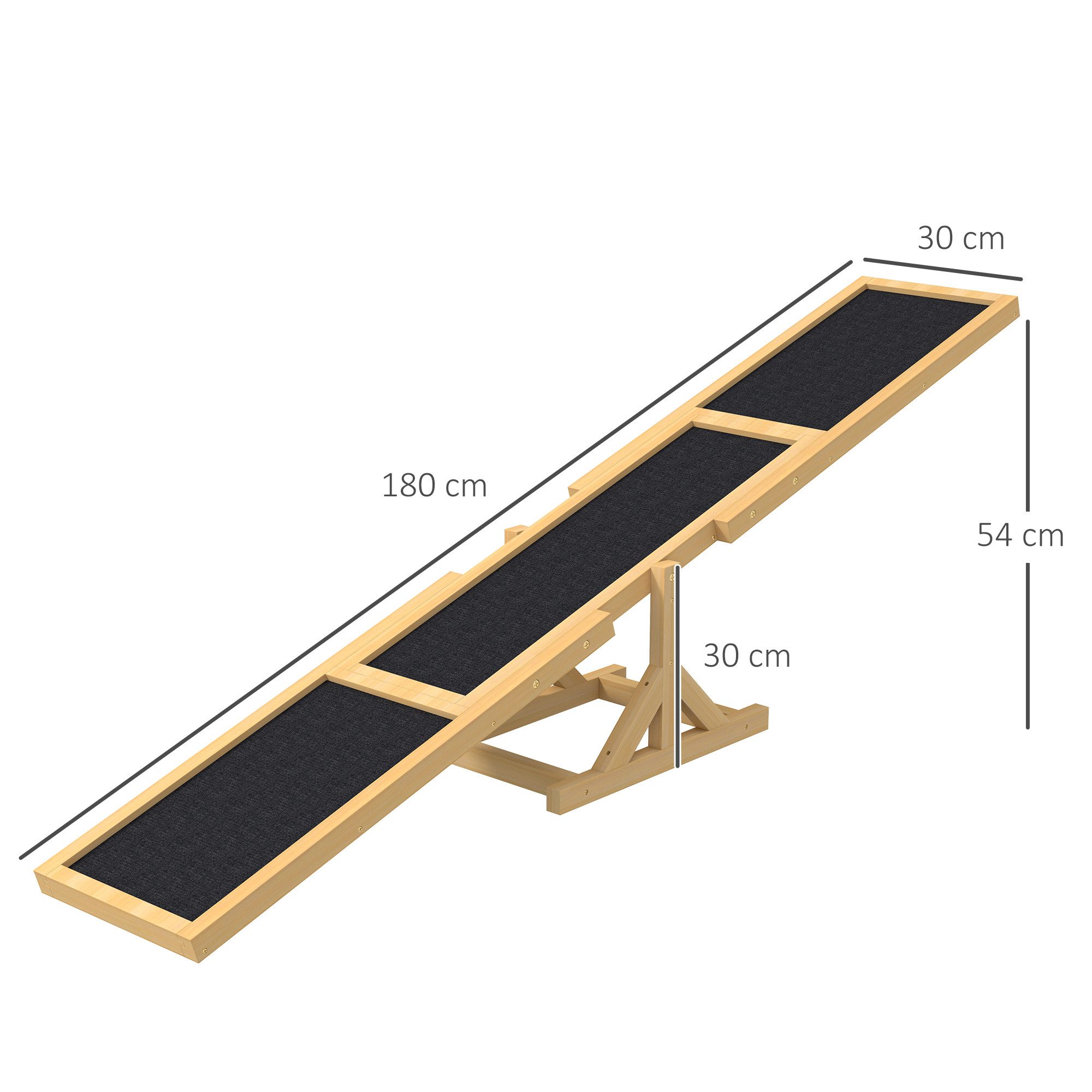 PawHut Agility-Hürde Hundewippe Rutschfest Hunde Agilitäts Rampe für Hunde unter 30 kg, Tanne, Haustier-Wipptier (1-tlg) für große Hunde 180 x 30 x 30 cm