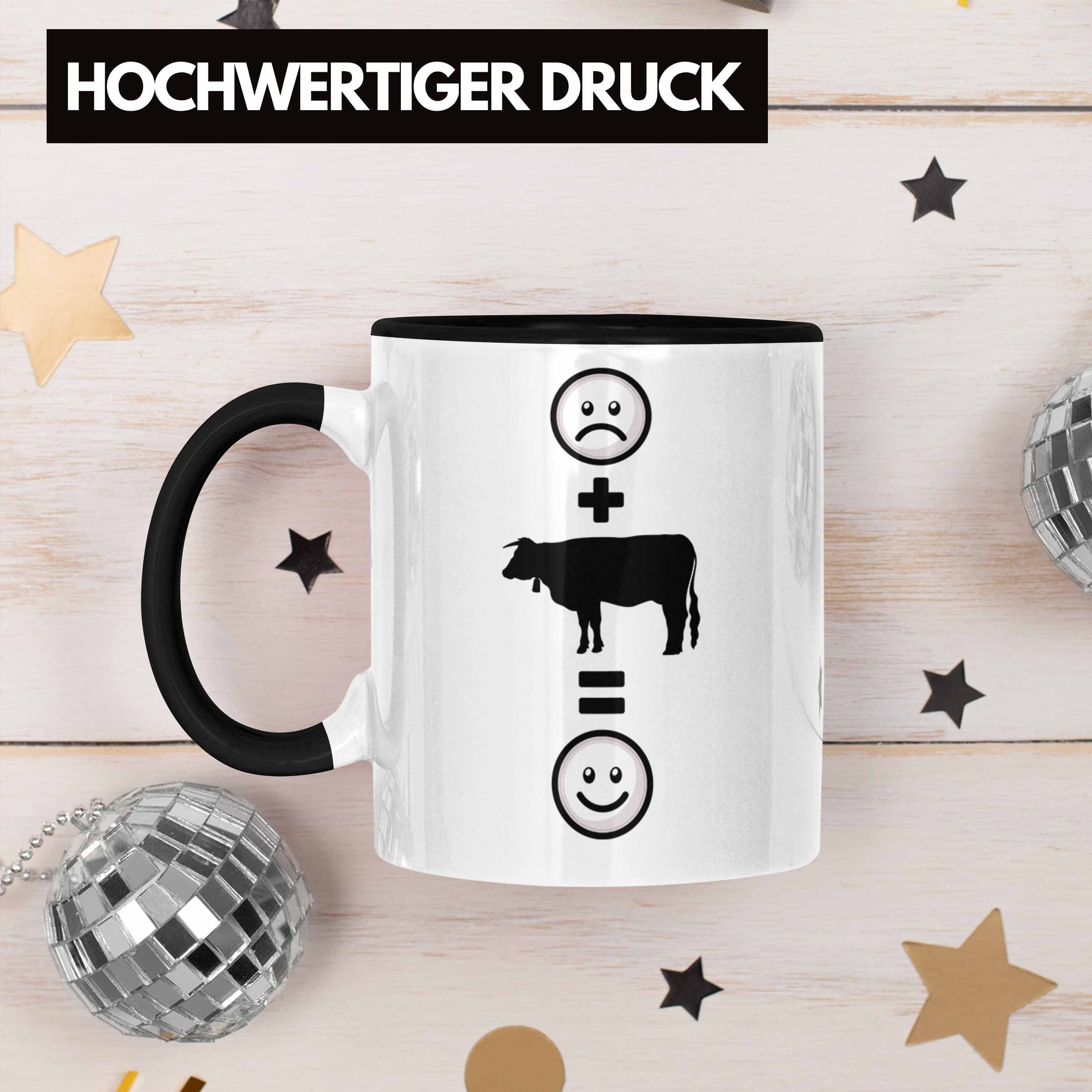 für :(Kuh) Tasse Geschenk Schwarz Trendation Kühe Rinder Tasse Bauern Landwirt Lustige