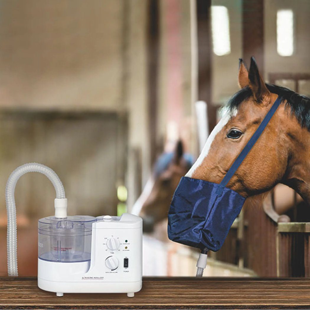 DocMed Inhalationsgerät Pferdeinhalationsgerät mit Ultraschalltechnologie, Komplettset, Für das Tierwohl 7-tlg., Pferdeinhalator für Atemwegstherapie, Effektive Inhalation bei Pferden, Langer Verneblerschlauch, Stressfrei