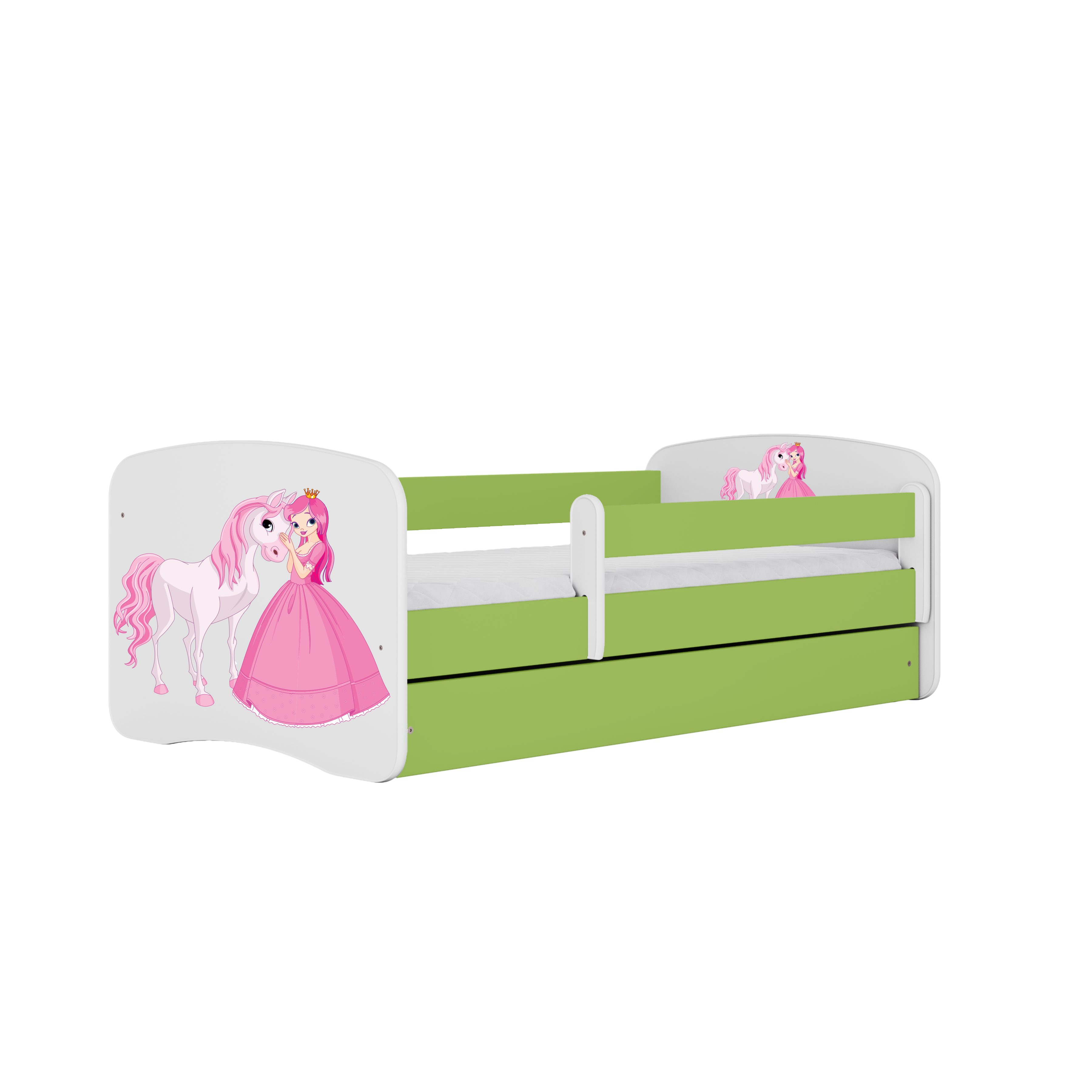 Raumhirsch Furniture Kinderbett 70x140, 80x160, 80x180 cm - Komplettset mit Schublade (Bett für Mädchen, Einzelbett Kinder 2–12, mit Rausfallschutz & Lattenrost), verschiedene Farben & Designs