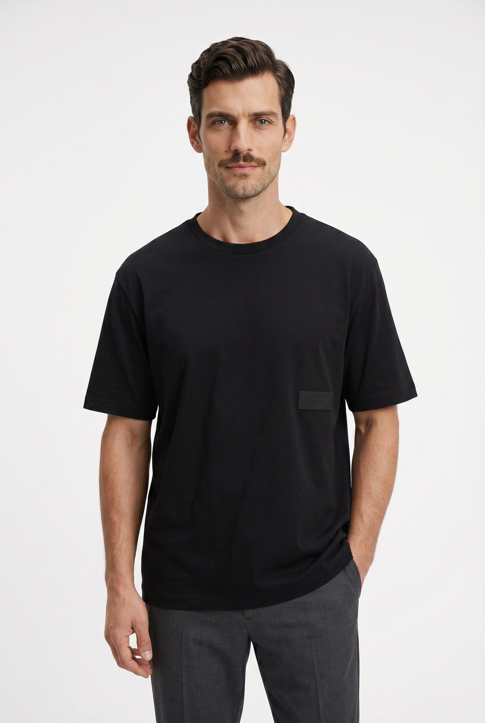 BOSS GREEN T-Shirt TS Structure 100% Cotton, Regular Fit, Rundhalsausschnitt