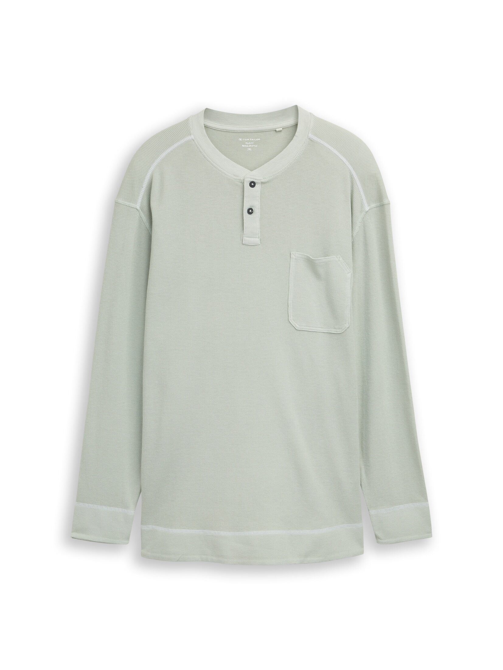 TOM TAILOR PLUS Langarmshirt T-Shirt Plus Size - Henley Langarmshirt mit Waffelstruktur