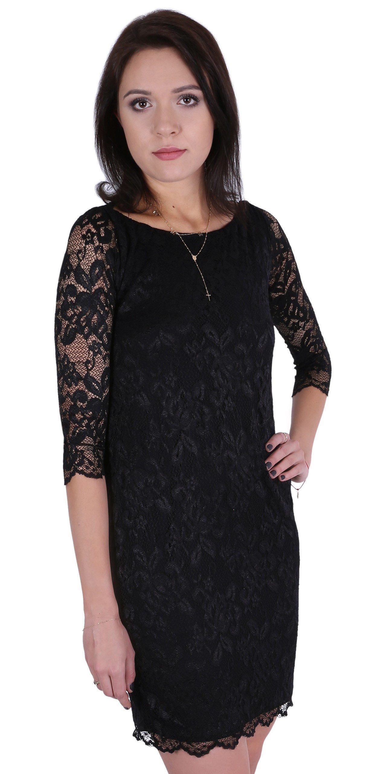 Minikleid Schwarzes Mini Spitzenkleid John Zack M