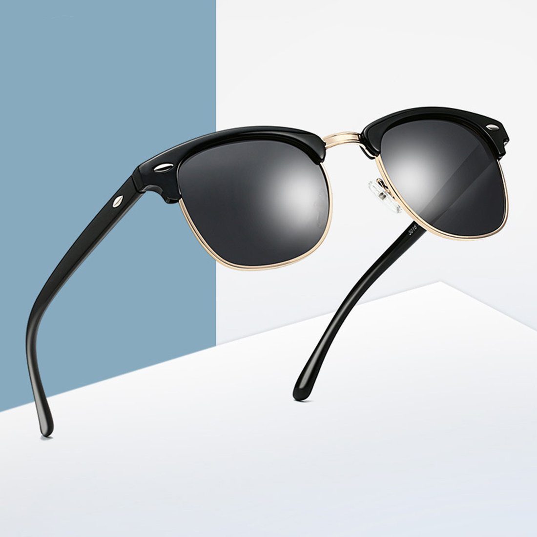 Angeln Klassisch Sonnenbrille und Haiaveng UV-Schutz,für Herren Retro Damen Polarisiert Sonnenbrille Halbrahmen Fahren Reisen