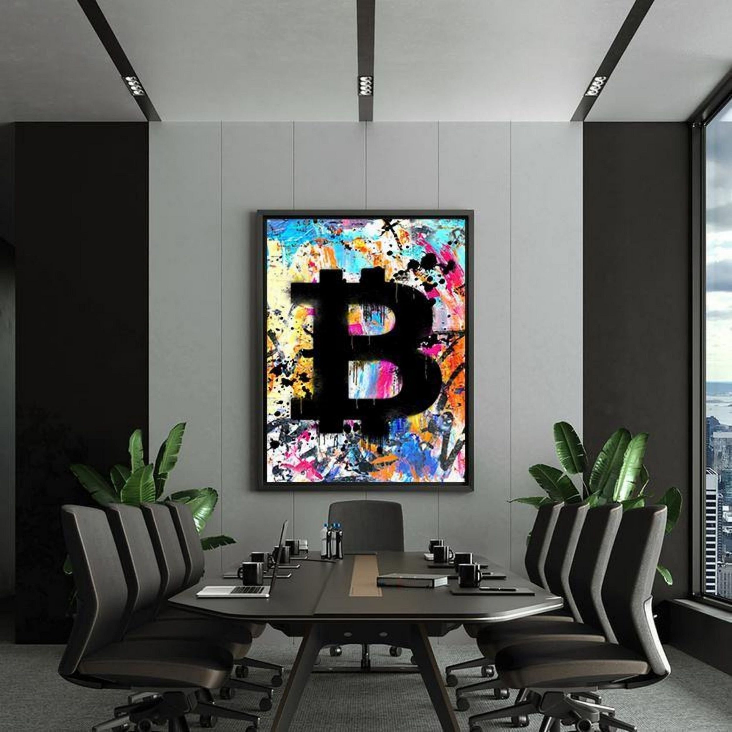 Hustling Leinwandbild verfügbar als Sharks in Premium "Graffiti Größen Leinwandbild unterschiedlichen 7 XXL Bitcoin", Kunstdruck