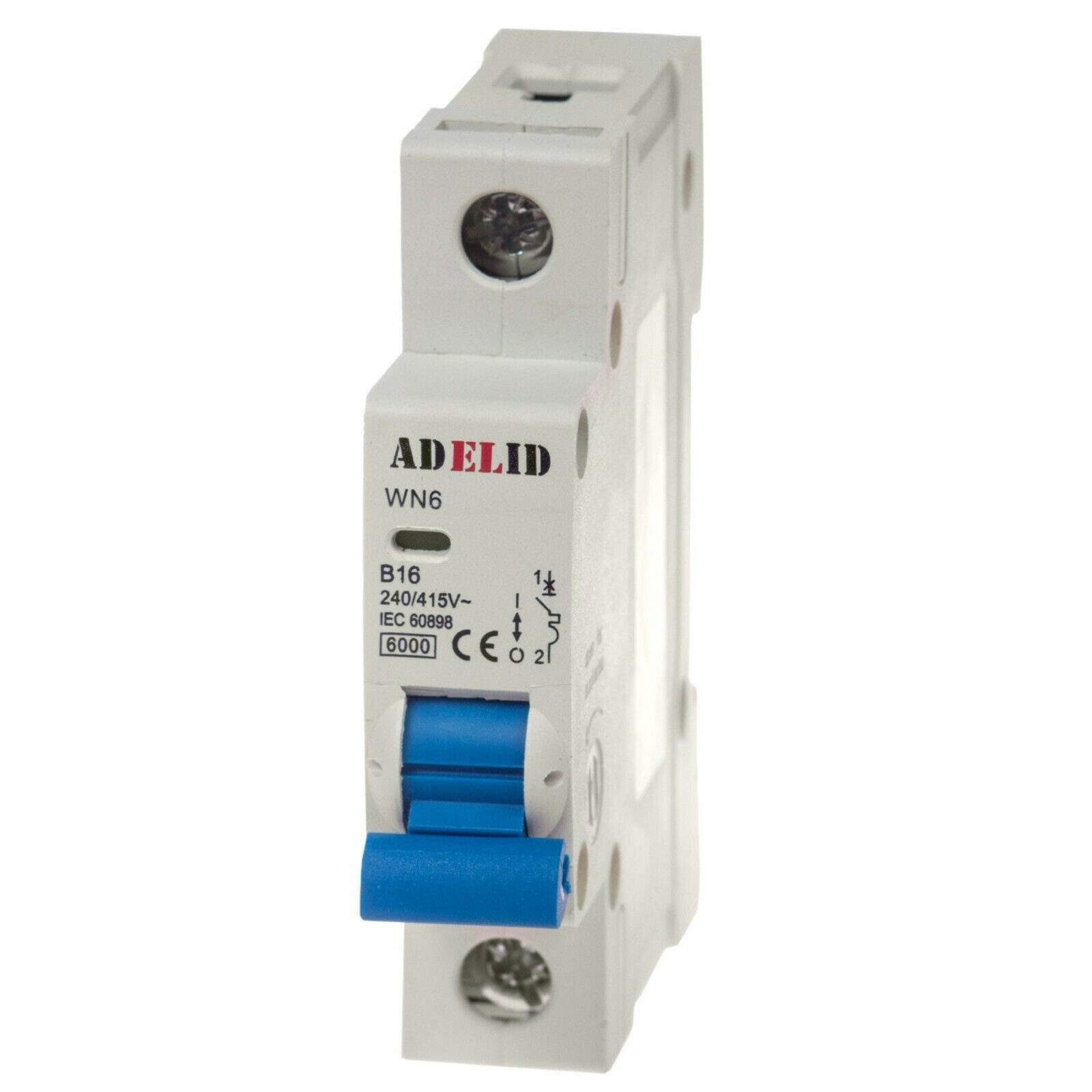 ADELID Schalter, LS-Schalter Leitungsschutzschalter Sicherungsautomat 1-polig B 16A 230/400V AC