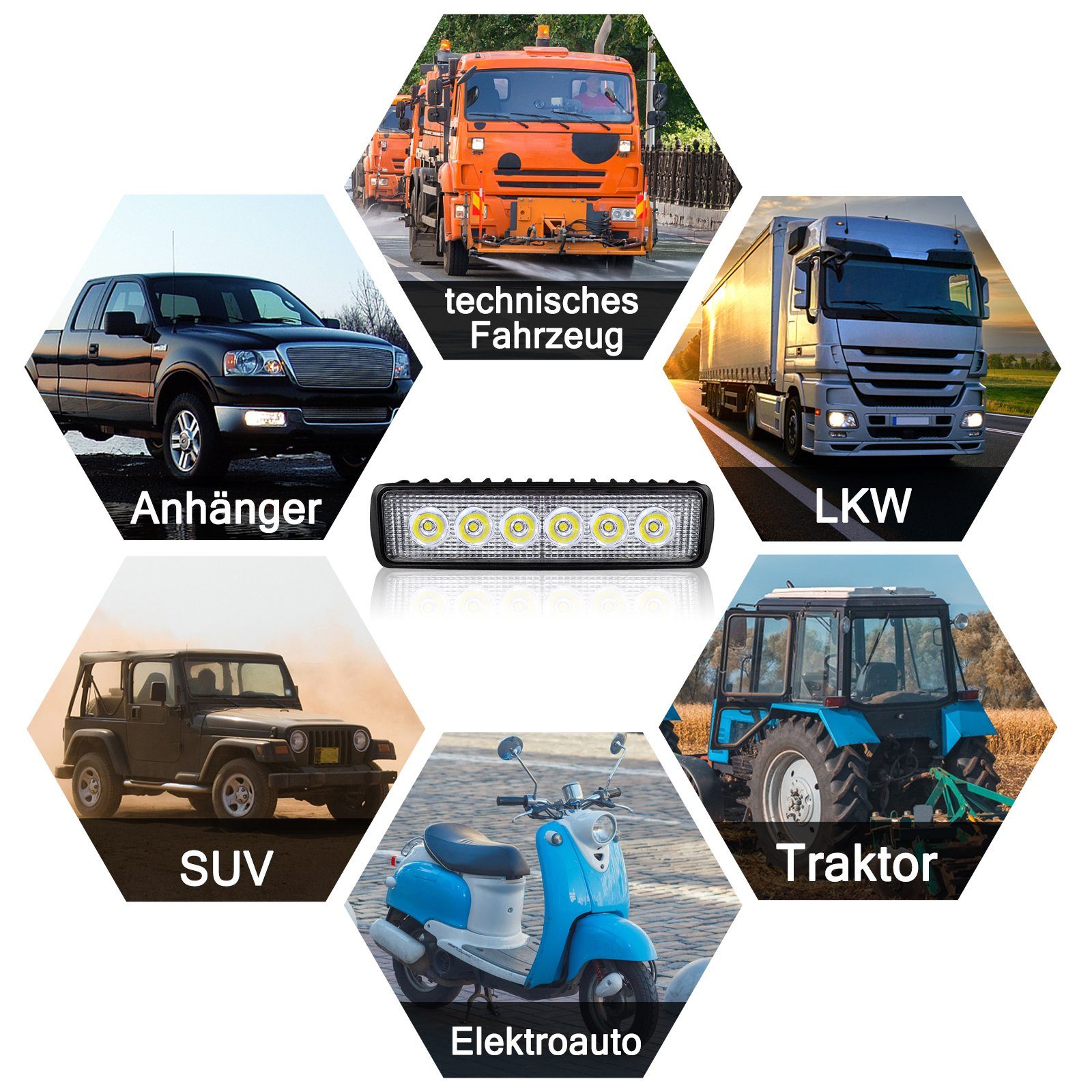 Scheinwerfer IP67, für SUV Traktor AUFUN Flutlicht 2*18W 2*18W, 12V/24V LED / UTV ATV, 4*18W
