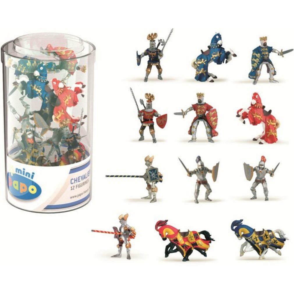 papo Spielfigur 33016 - Mini Ritter (Kunststoffbehälter, 12 Stück) - Spielfigur