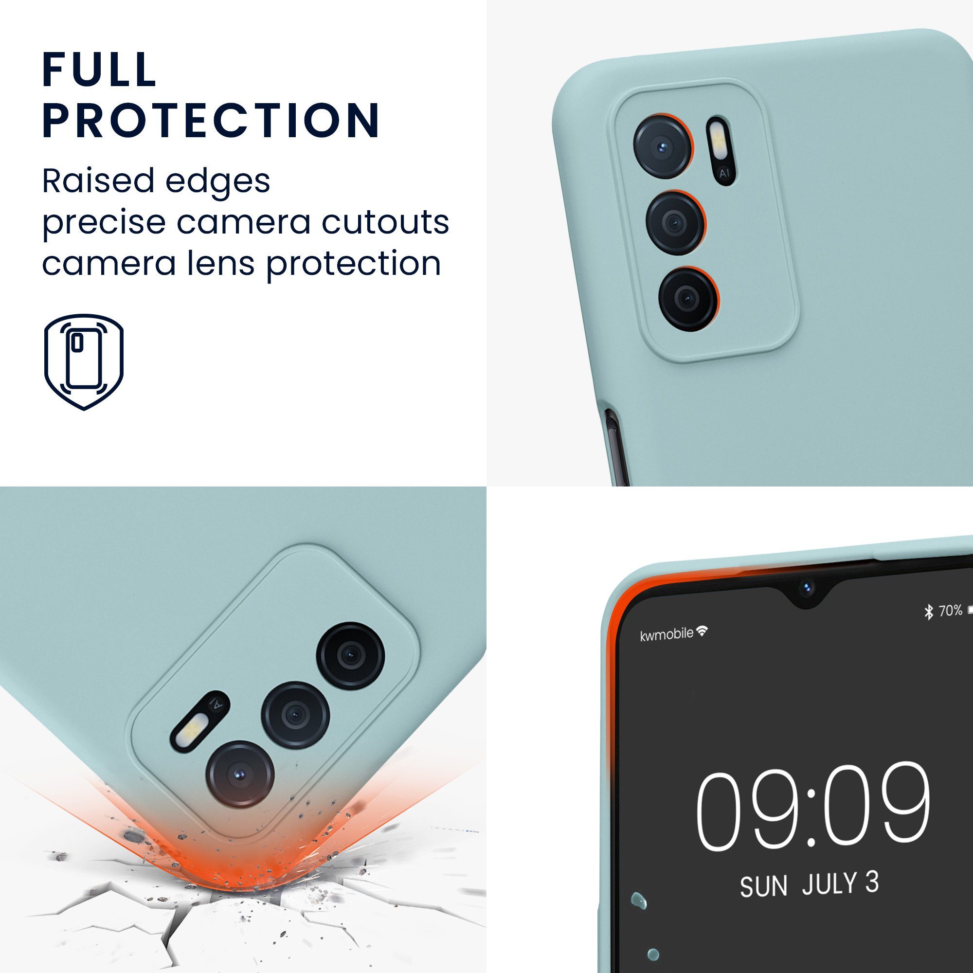 kwmobile Handyhülle Slim Case für Oppo A16 / A16s / A54s, Hülle Silikon Handy - Handyhülle gummiert