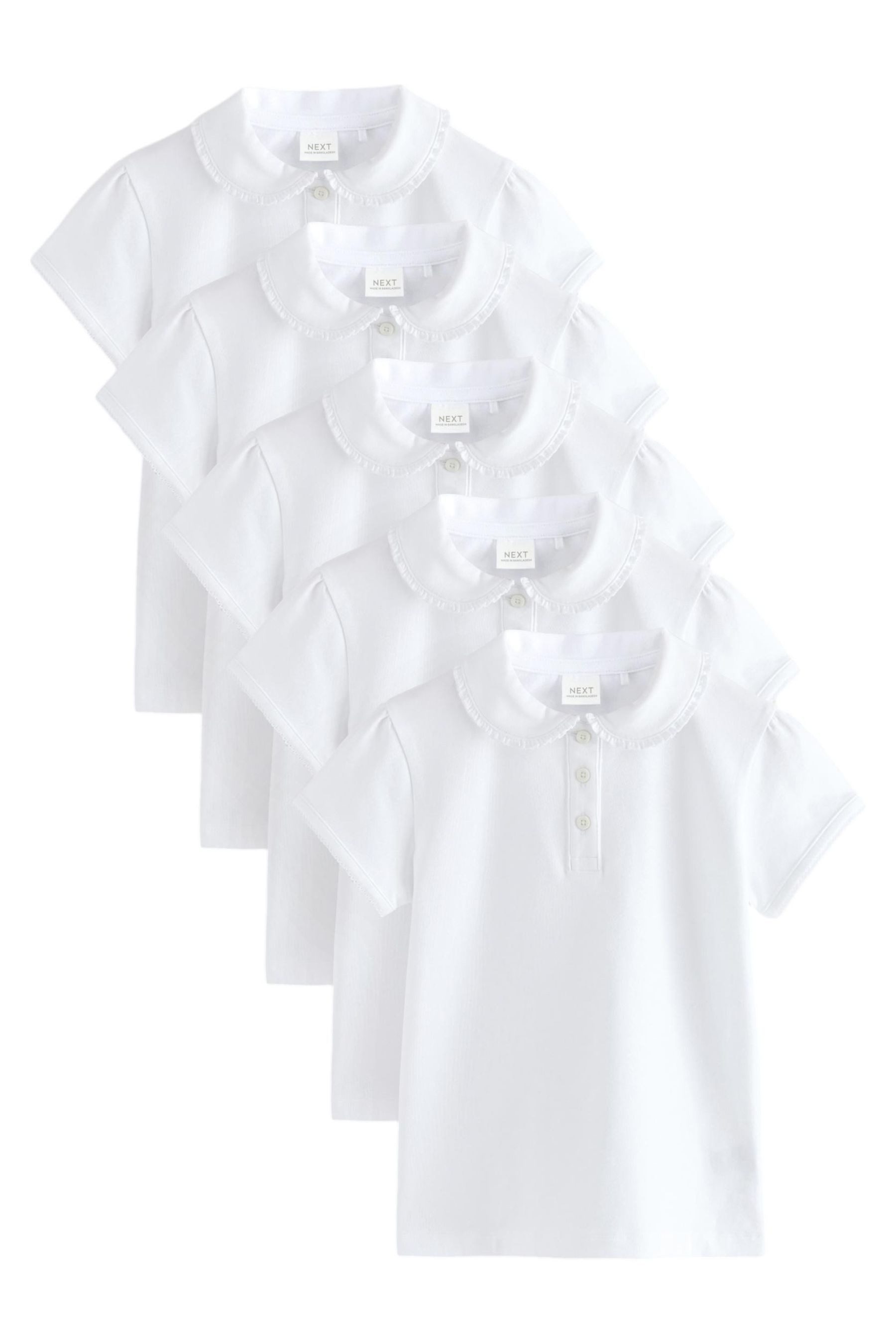 Poloshirt Polo-Oberteile mit Rüschenkragen, 5er-Pack