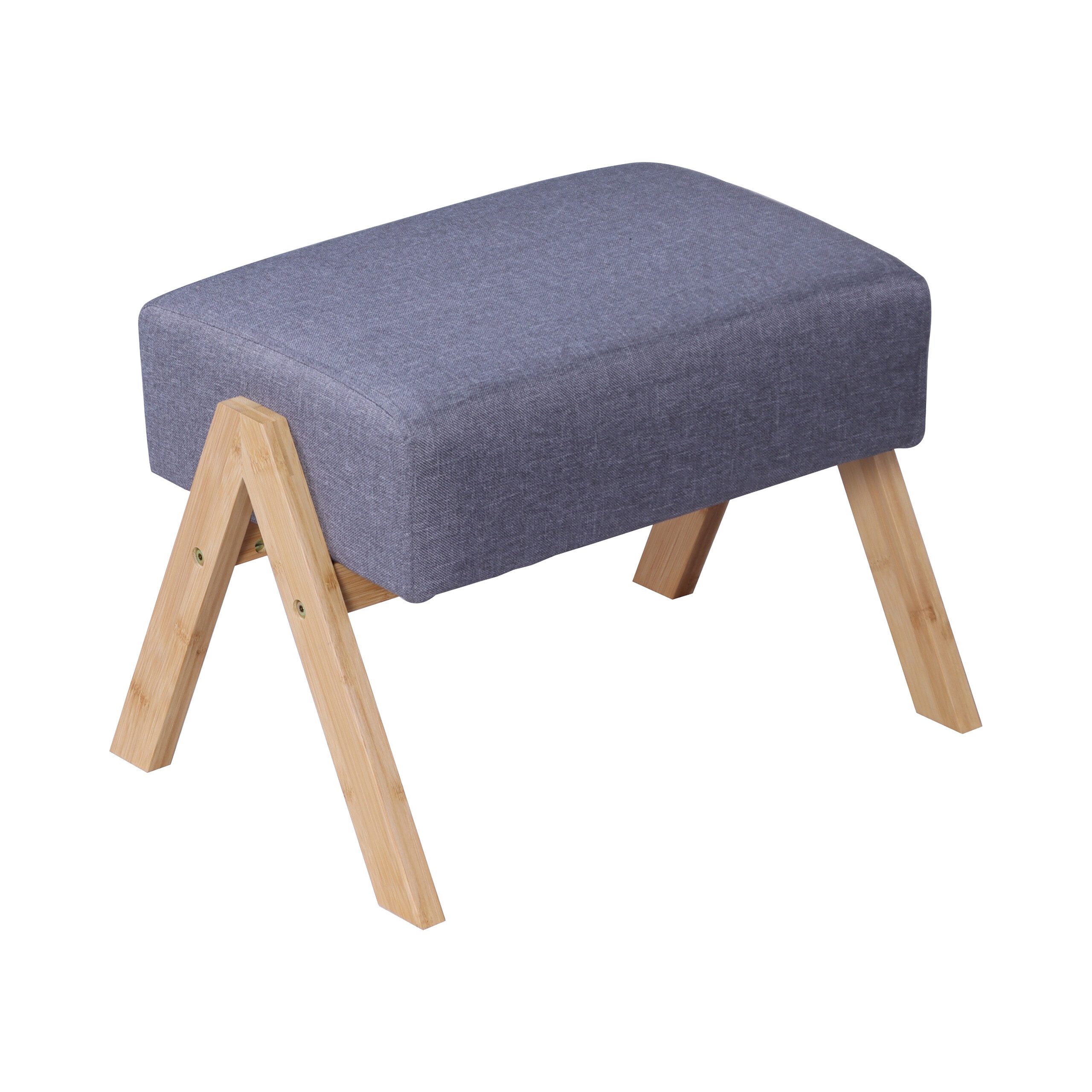 relaxdays Fußhocker Bambus & Stoff, grau