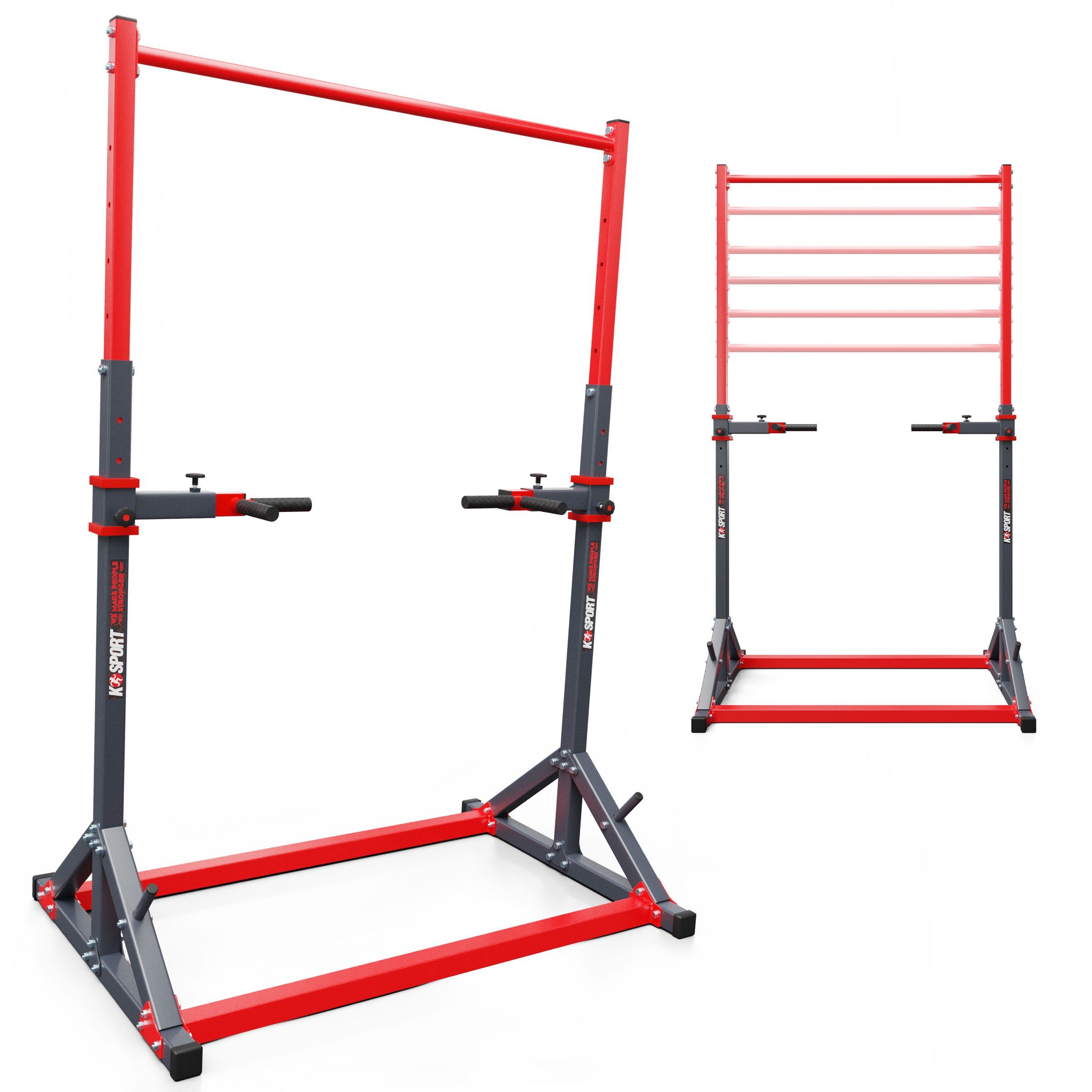 K-SPORT Kraftstation mit integrierter Dip-Station bis 140kg, (Stationäre Pull-Up Bar & Gewichtsablage, Klimmzugturm für Muskeltraining, Pull Up Mate), Made in EU!