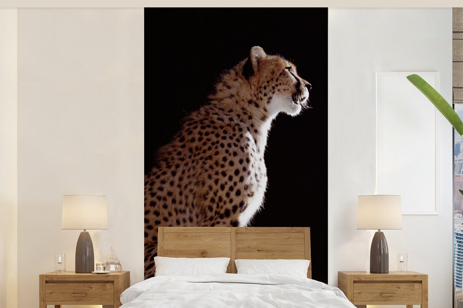 MuchoWow Fototapete Gepard - St), Fototapete - Vliestapete Tiere Licht, bedruckt, für Wohnzimmer Matt, Küche, (2 Schlafzimmer