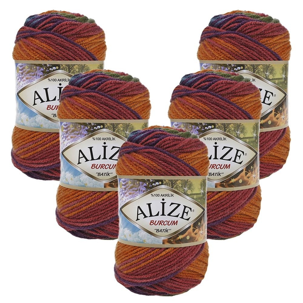 Alize 5 x ALIZE Burcum Batik Häkelwolle, 210 m, 100% Acryl,Handstrickgarn, Acrylgarn, Farbverlauf
