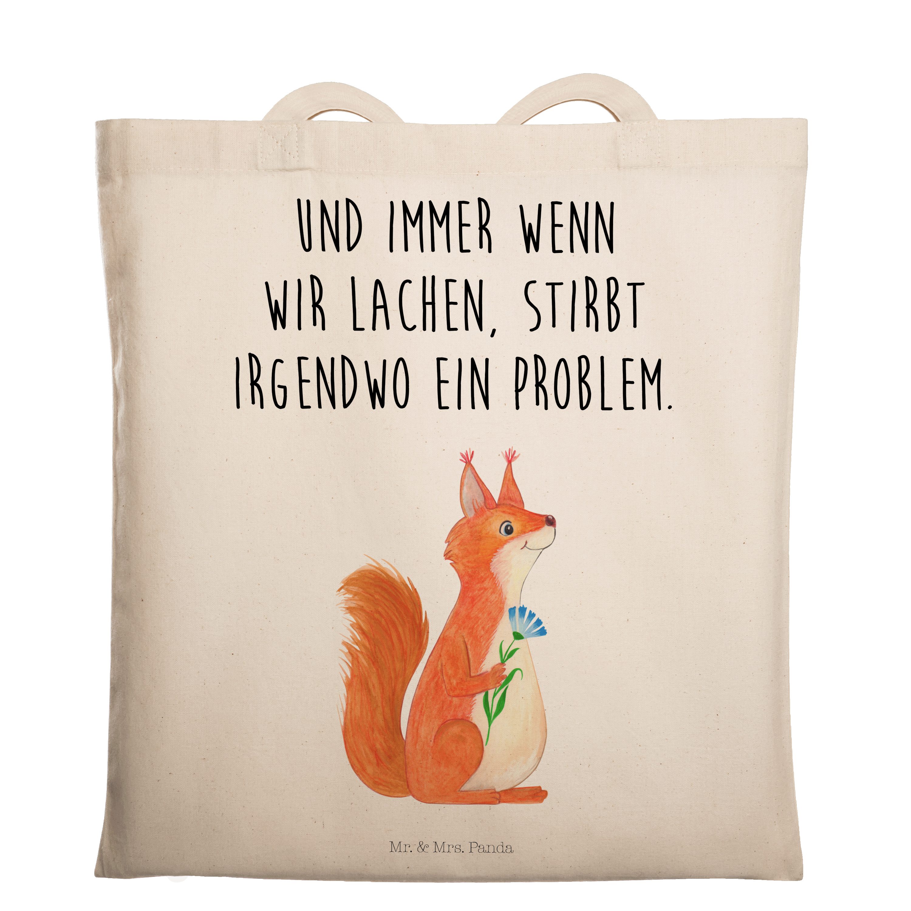 Mr. & Mrs. Panda Tragetasche »Eichhörnchen Blume Transparent
