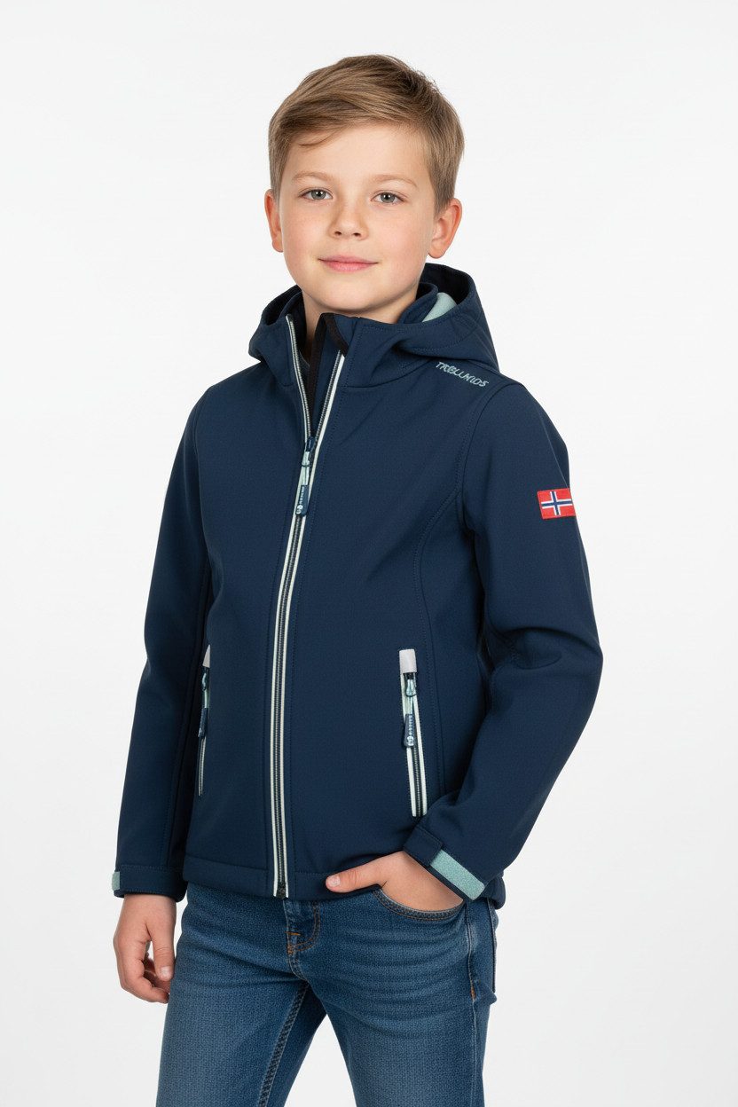 TROLLKIDS Softshelljacke KIDS TROLLFJORD JACKET sportlicher Stil, winddicht, wasserabweisend, mit Reißverschluss