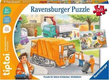 Ravensburger Puzzle tiptoi® Puzzle für kleine Entdecker: Müllabfuhr, 12 Puzzleteile, (2 x 12 Teile) Made in Europe, FSC® - schützt Wald - weltweit