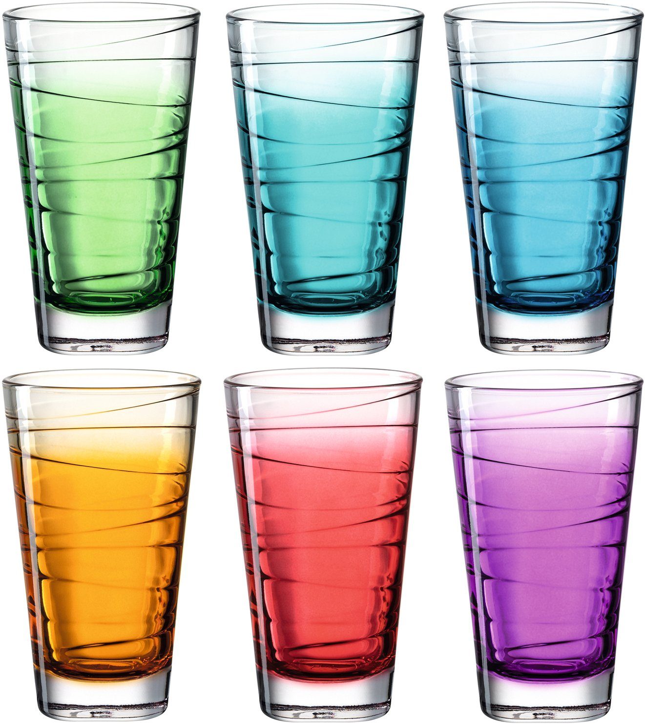 LEONARDO Longdrinkglas VARIO STRUTTURA, Glas, Colori-Glas, Farbverlauf, 280 ml, 6-teilig