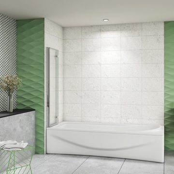 duschspa Badewannenaufsatz 130x140cm ESG Badewannenaufsatz Faltwand auf Badewanne Duschtrennwand, Einscheibensicherheitsglas, Sicherheitsglas, (Set), Höhe 140ch, Breite 130cm, Glas