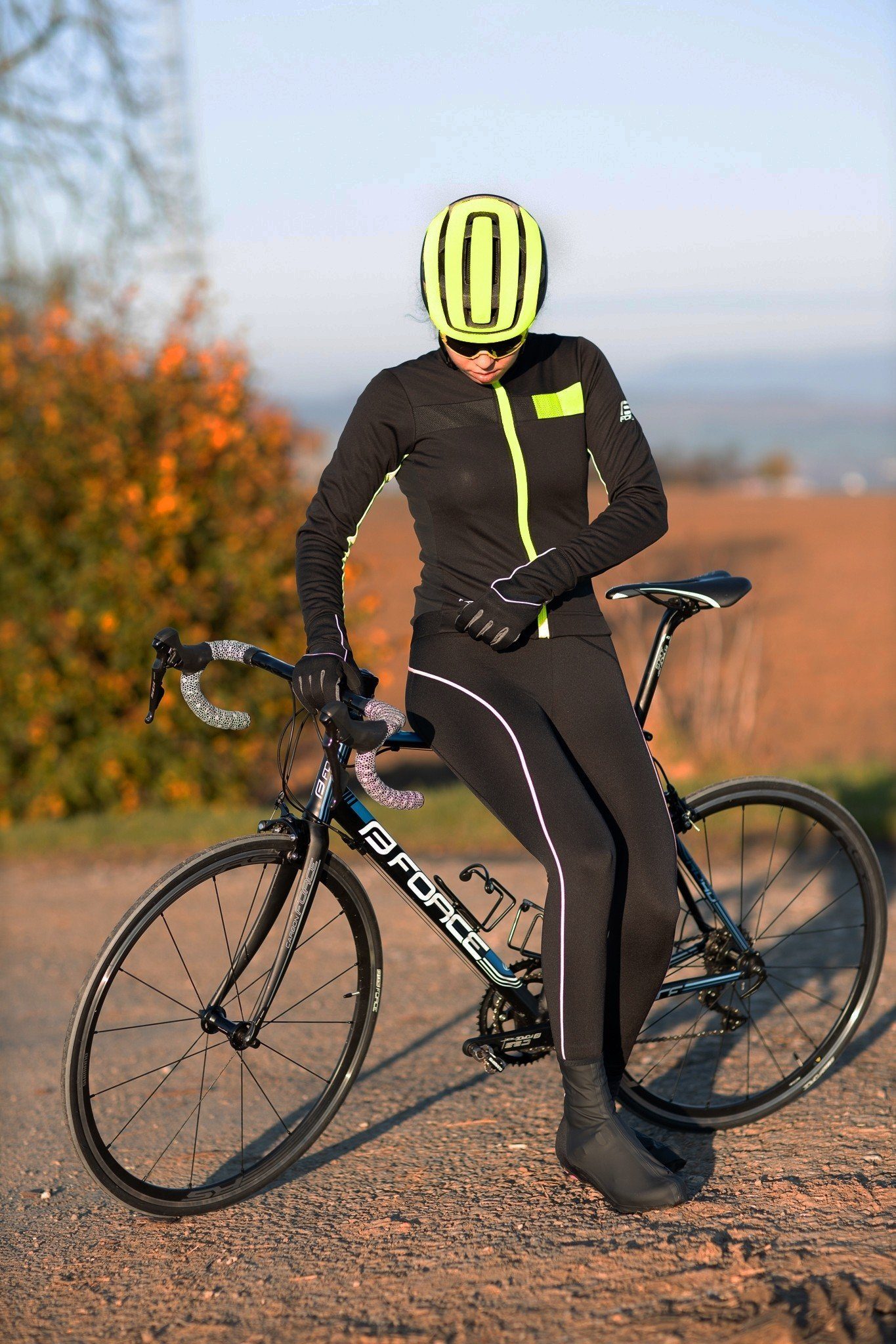 FORCE Fahrradhose Trägerhose REFLEX LINE LADY 0 °C bis +10 °C %%%