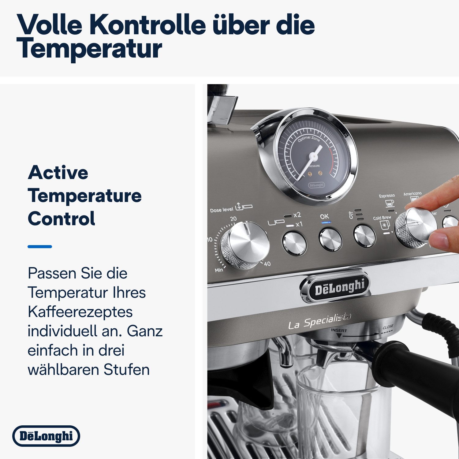 De'Longhi Espressomaschine La Specialista Arte Evo Cold Brew EC9255.T - 3 Rezepte inkl. Cold Brew, 15 Mahlgrade, 3 Temperatureinstellungen & Cold Brew inkl. Barista Kit