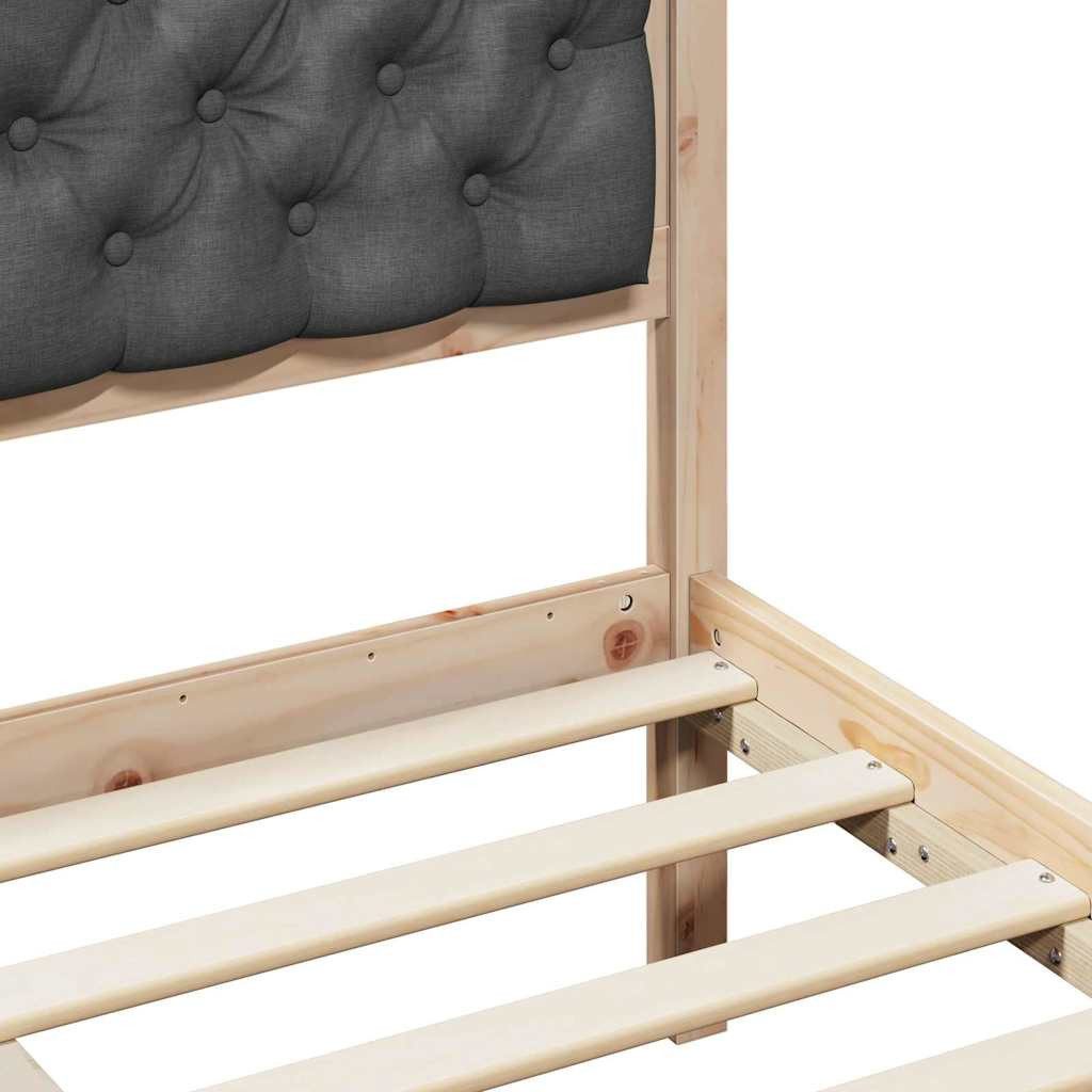vidaXL Bed Frame Dark Grey 140 x 190 cm Solid Pine Wood (1-piece)