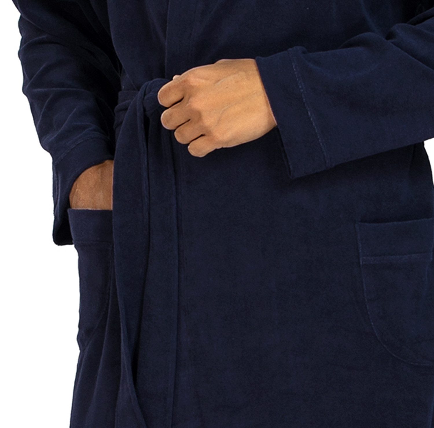 Comte Herrenbademantel Lunar Lounge, Baumwolle, Kimono-Kragen, Gürtel, Herren Morgenmantel Langform Kimono ca.125cm Leichtfrottee Taschen