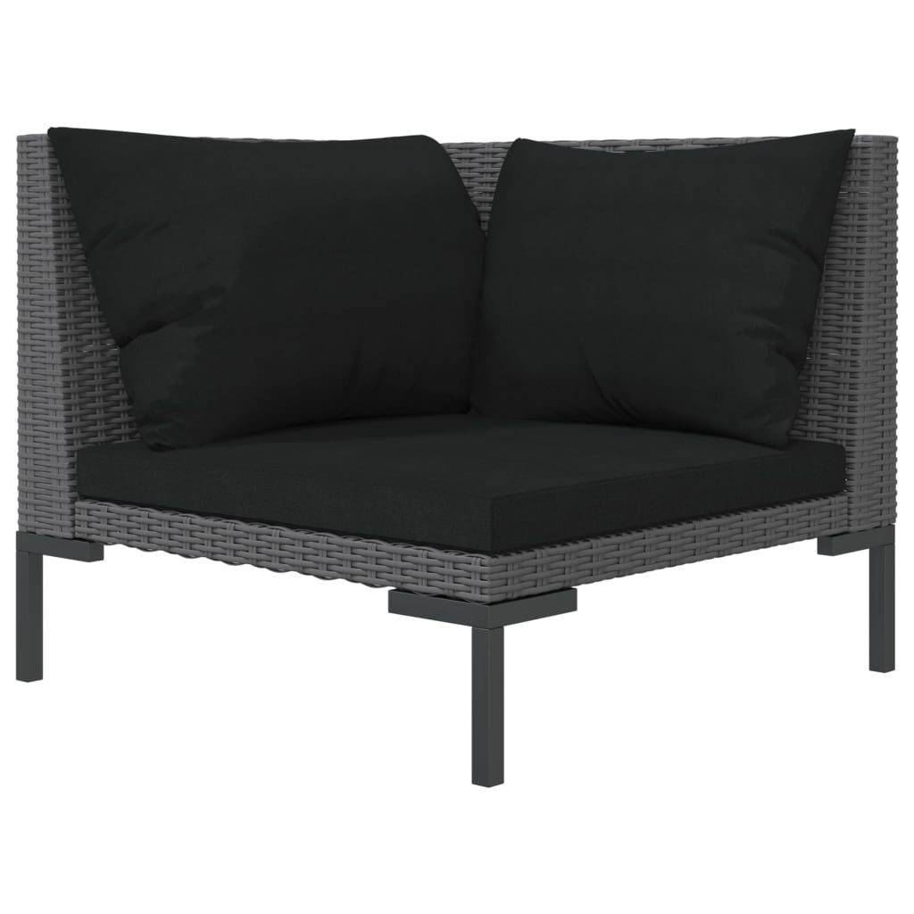 Kissen Loungesofa Halbrundes vidaXL Teile Gartensofa mit Rattan, 1 Poly