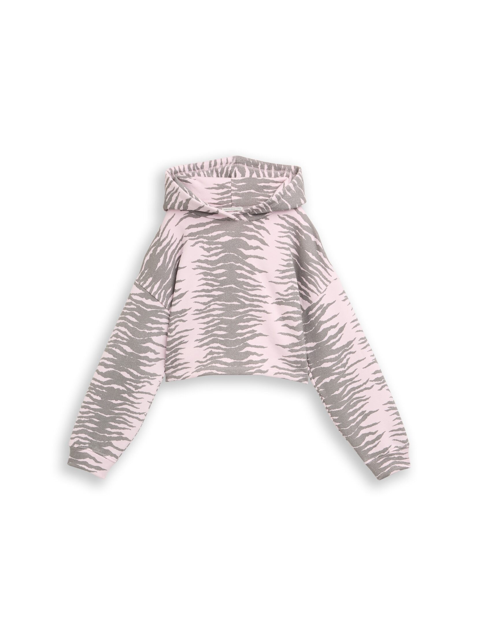 TOM TAILOR Sweatshirt Cropped Hoodie Sweatshirt mit Muster Cropped Hoodie Sweatshirt mit Muster