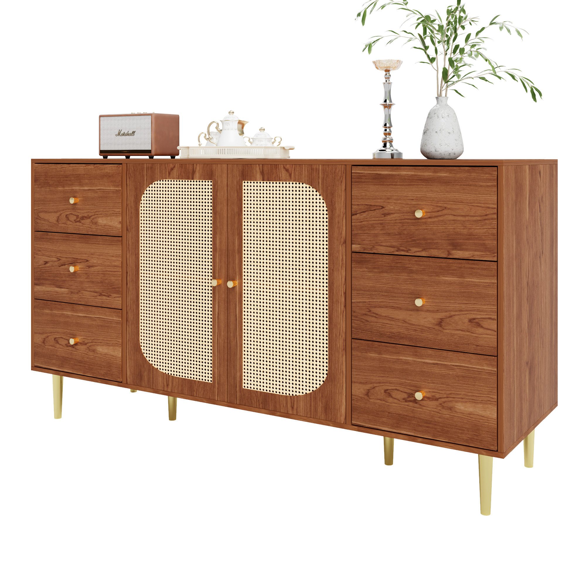 Celya Sideboard Rattan-Sideboard,Aufbewahrungsschrank mit Schublade,Holzsch günstig online kaufen