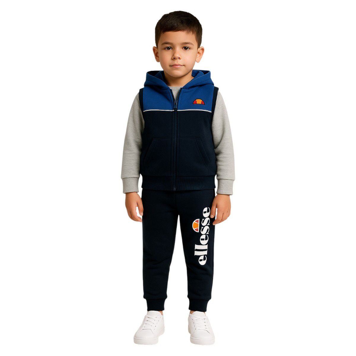 Ellesse Sportanzug Ellesse Jungen Trainingsanzug mit Weste 3 Teile (Junmgen Weste + Sweatshirt + Jogginghose)